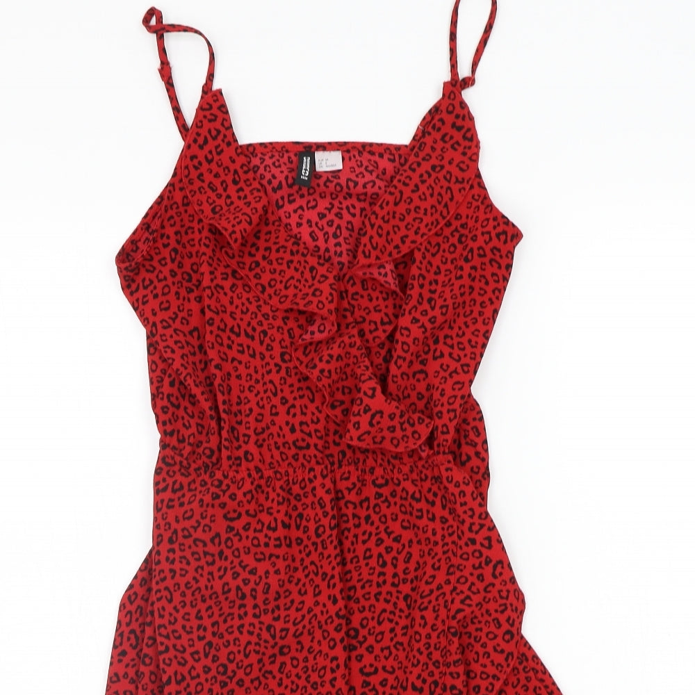 Divided Womens Red Animal Print  A-Line  Size 6