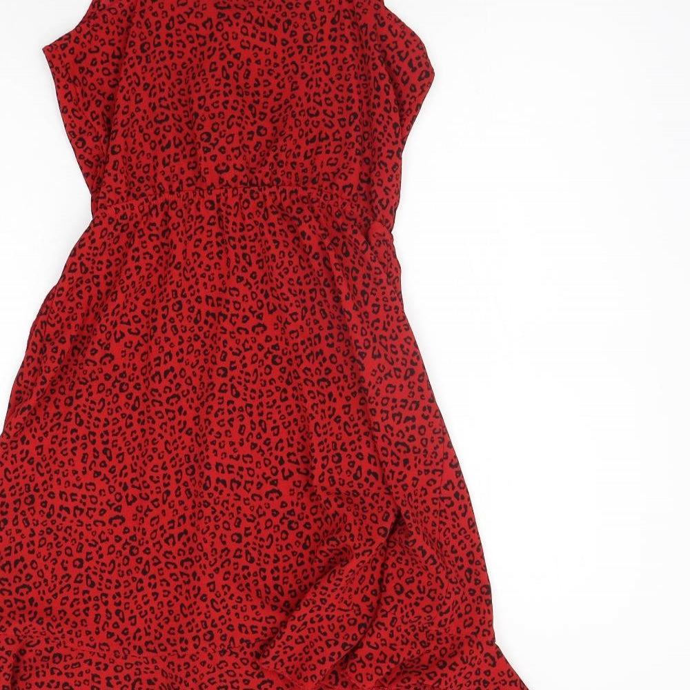 Divided Womens Red Animal Print  A-Line  Size 6