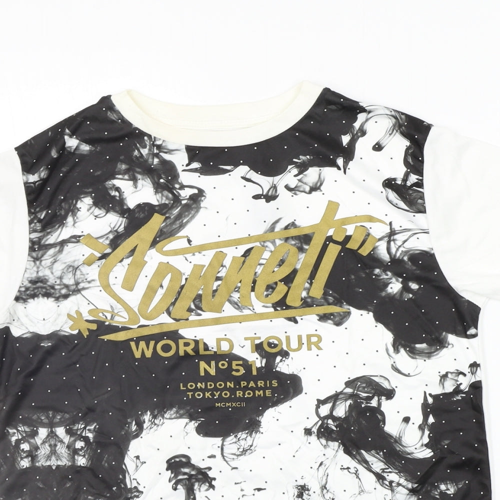 Sonneti Girls White Geometric  Basic T-Shirt Size 12-13 Years