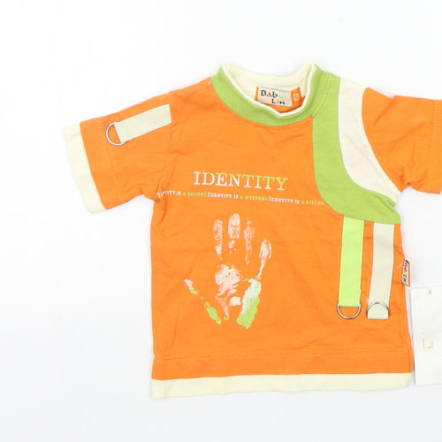 Baby Line Boys Orange Houndstooth  Basic Polo Size 9-12 Months