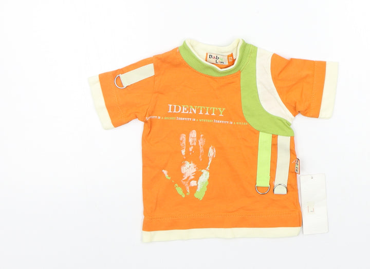 Baby Line Boys Orange Houndstooth  Basic Polo Size 9-12 Months