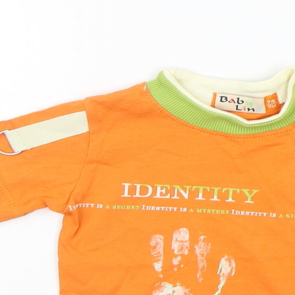 Baby Line Boys Orange Houndstooth  Basic Polo Size 9-12 Months