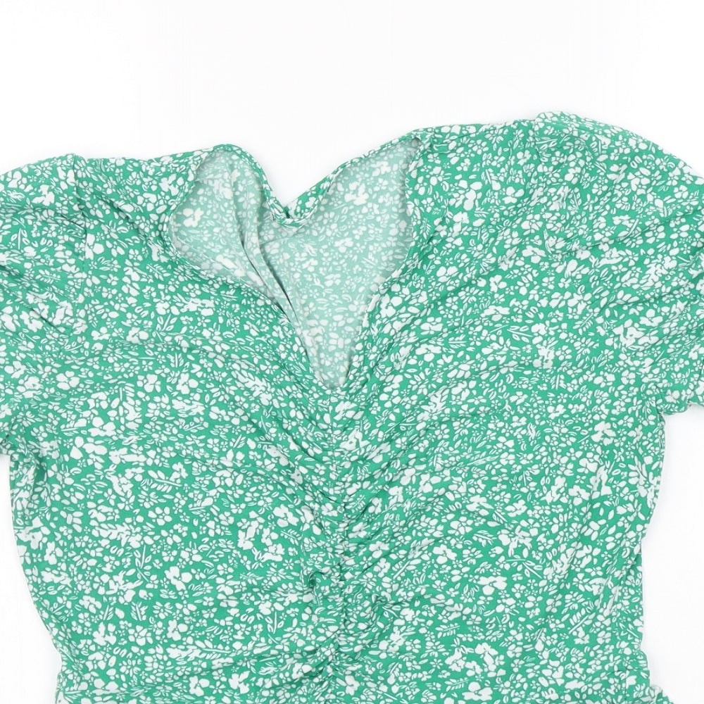 Very Womens Green Geometric  Basic T-Shirt Size 12