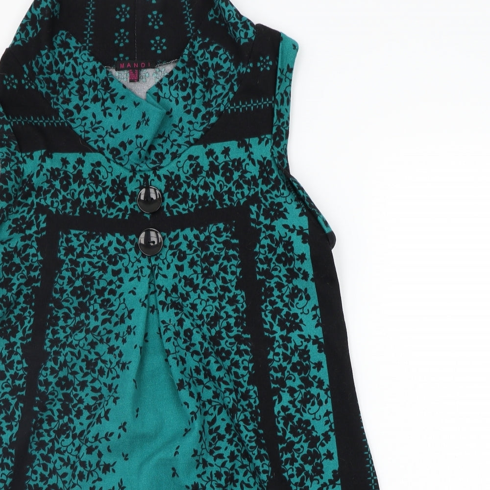 MANDI Womens Green Geometric  A-Line  Size 14