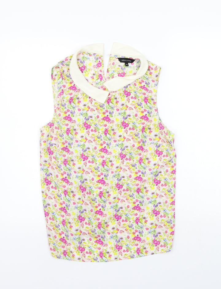 New Look Womens Beige Floral Basic Blouse Size 12