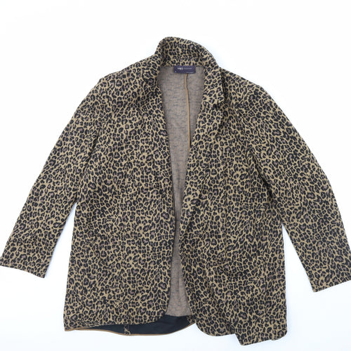 m&s Womens Brown Animal Print  Jacket  Size 20  - Shoulder Pads