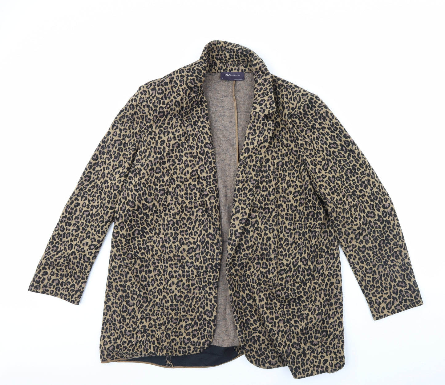 m&s Womens Brown Animal Print  Jacket  Size 20  - Shoulder Pads