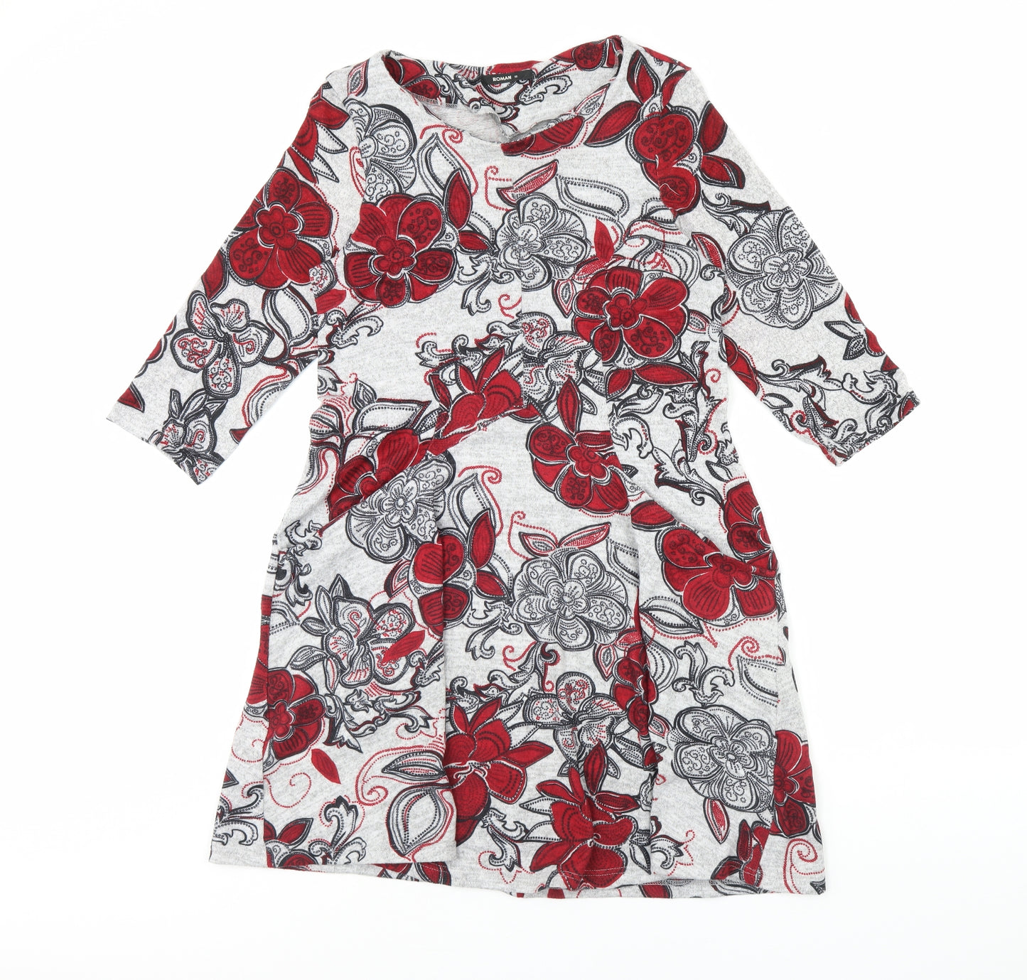 Roman Womens Grey Floral  Mini  Size 12