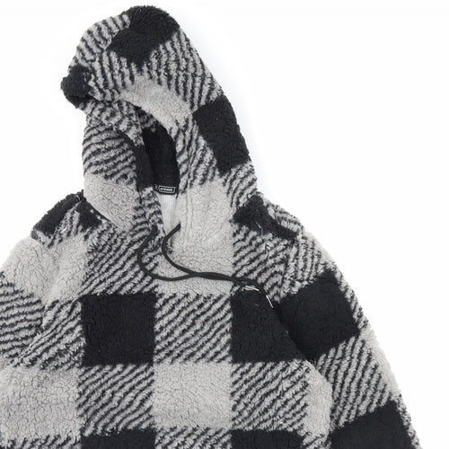 Avenue Womens Grey Check  Pullover Hoodie Size S