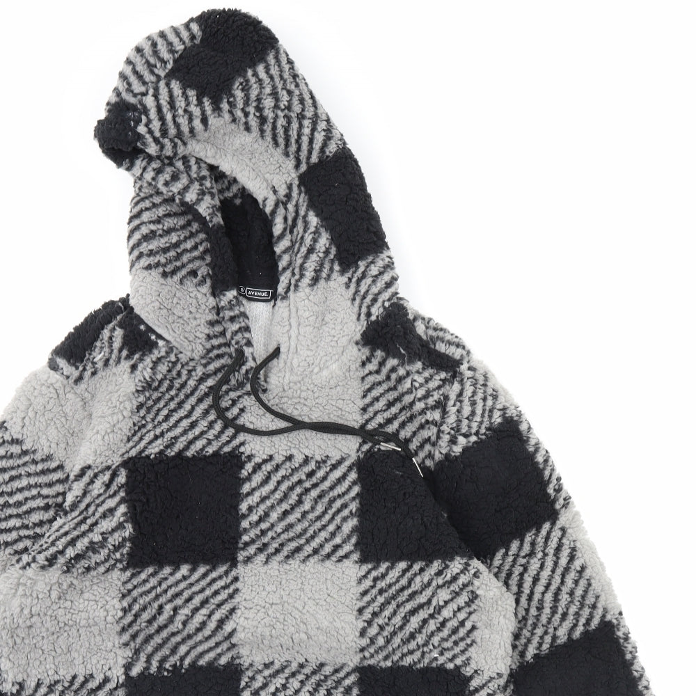 Avenue Womens Grey Check  Pullover Hoodie Size S