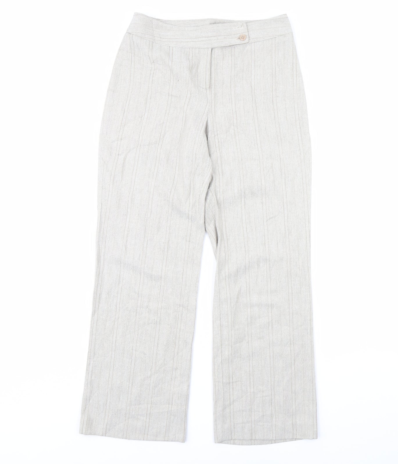 Petite Womens Beige Striped  Trousers  Size 8 L29 in