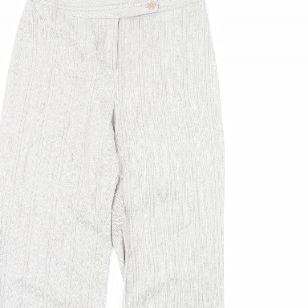 Petite Womens Beige Striped  Trousers  Size 8 L29 in
