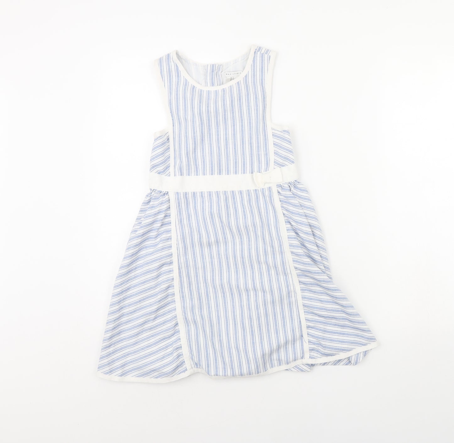 Max Studio Girls Blue Striped  Fit & Flare  Size 6 Years