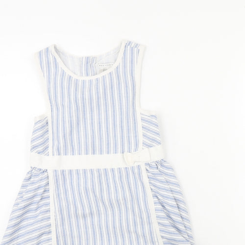 Max Studio Girls Blue Striped  Fit & Flare  Size 6 Years