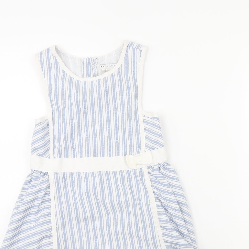 Max Studio Girls Blue Striped  Fit & Flare  Size 6 Years