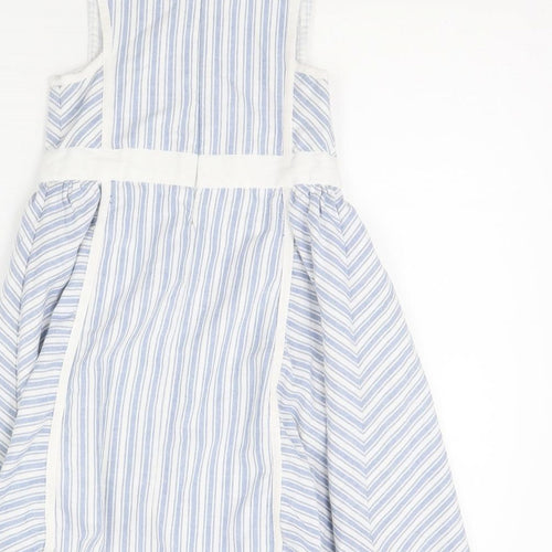 Max Studio Girls Blue Striped  Fit & Flare  Size 6 Years