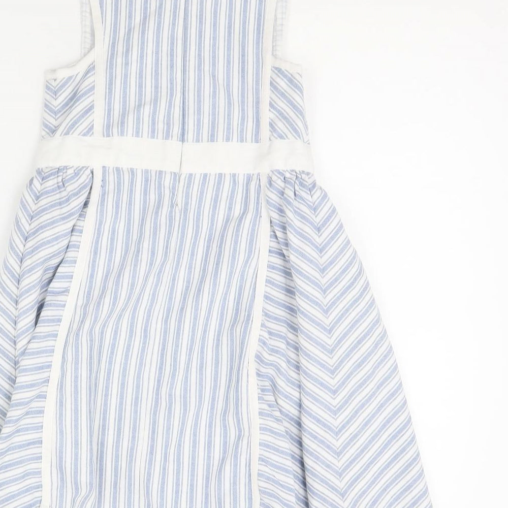 Max Studio Girls Blue Striped  Fit & Flare  Size 6 Years