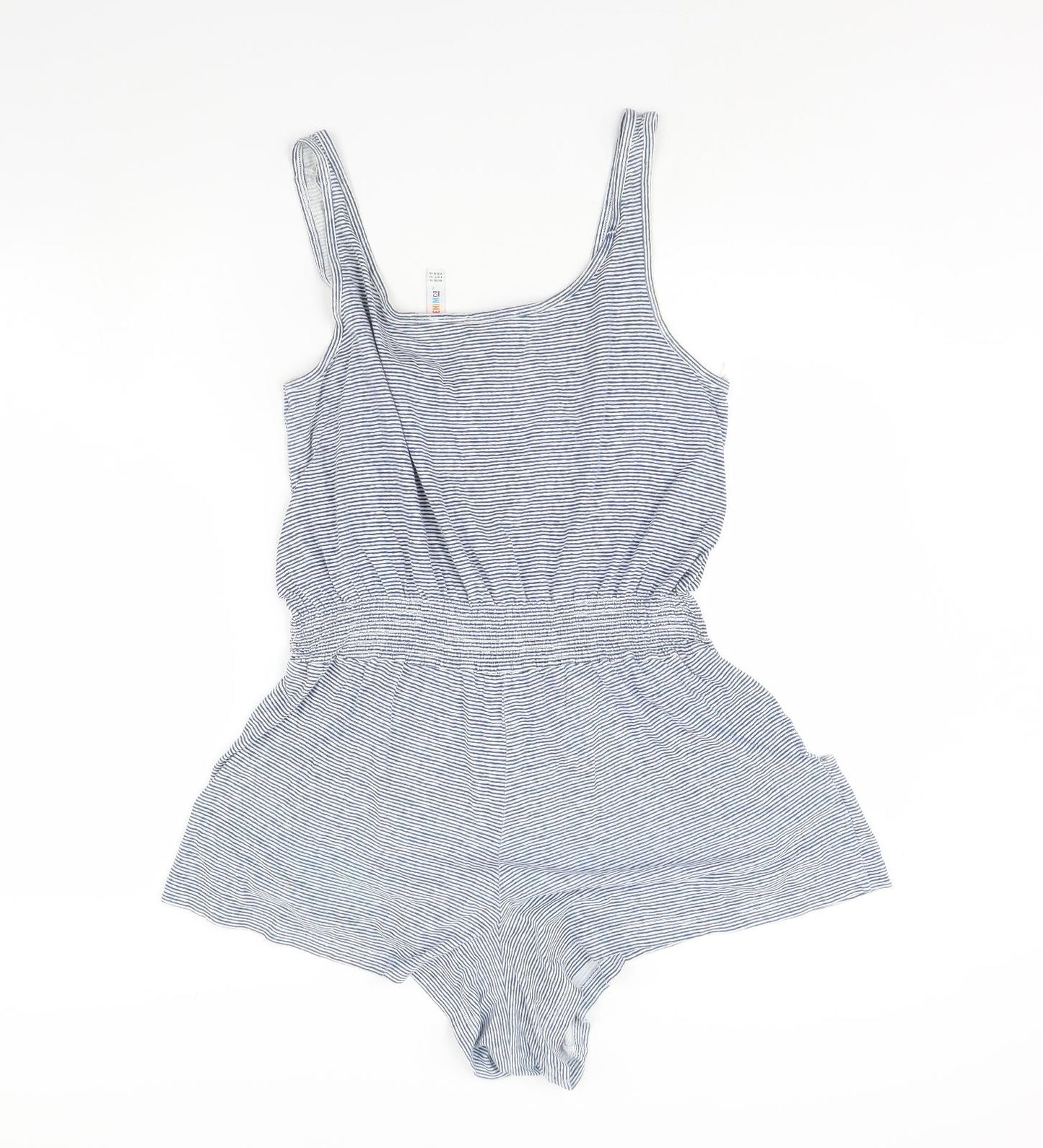 Denim & Co. Womens Blue Striped  Playsuit One-Piece Size 14