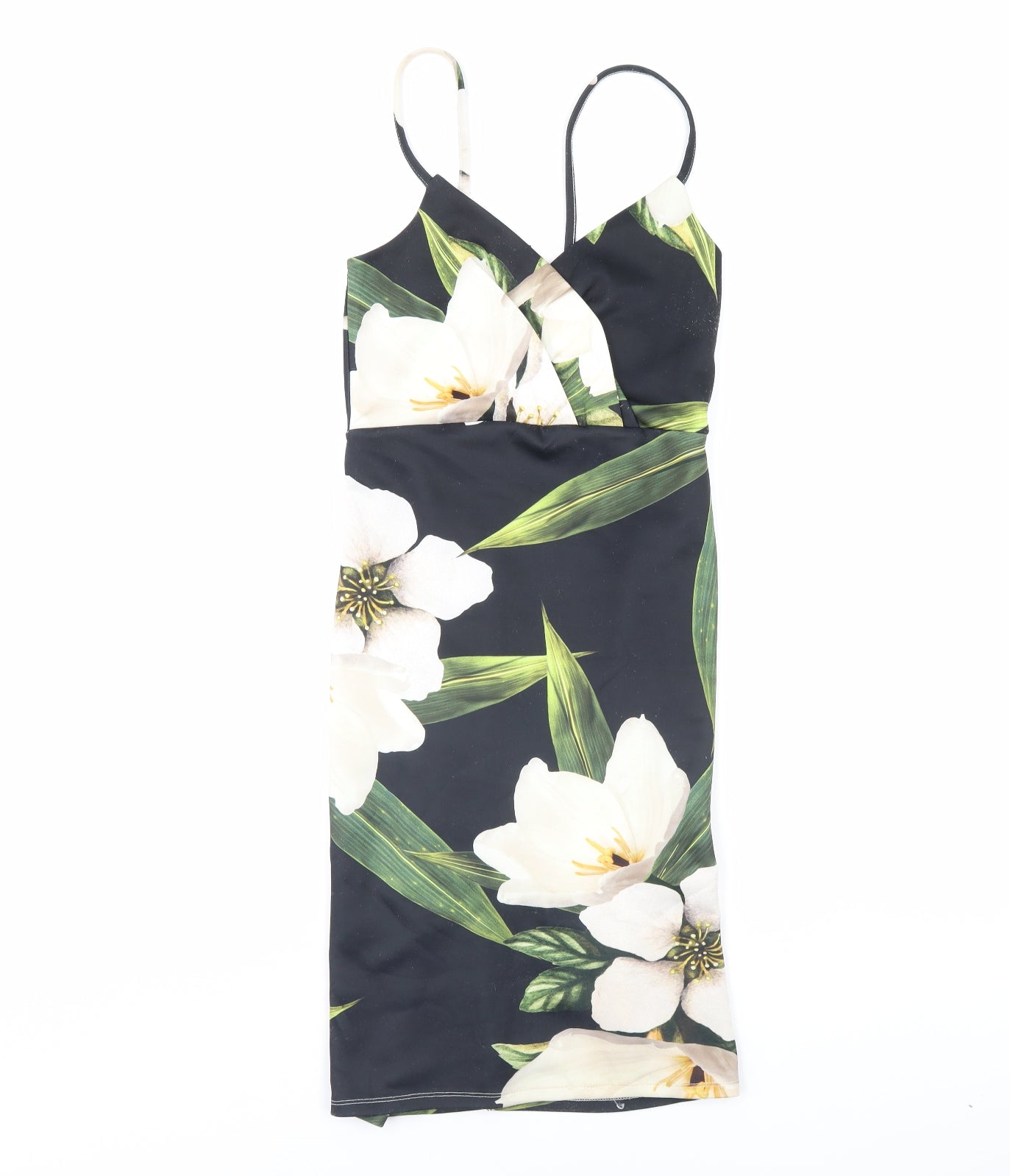 New Look Womens Black Floral  Bodycon  Size 8