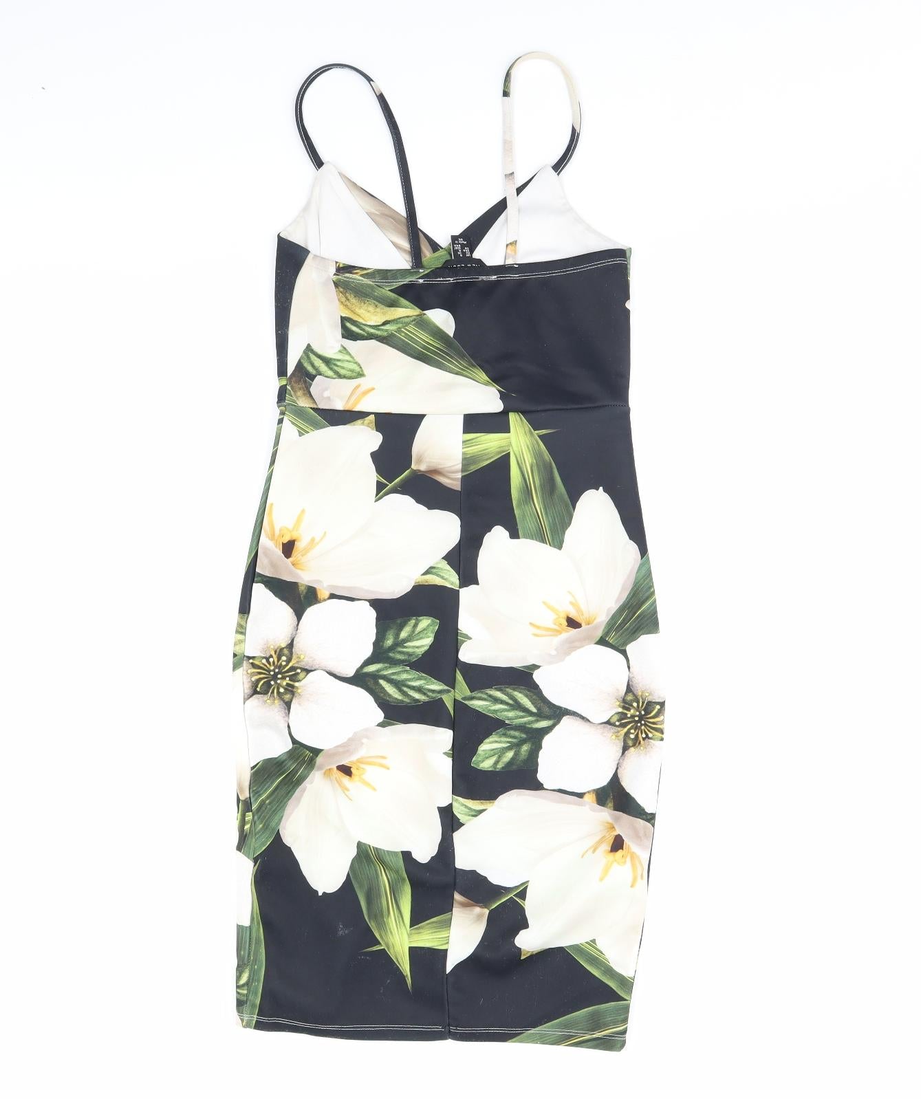 New Look Womens Black Floral  Bodycon  Size 8