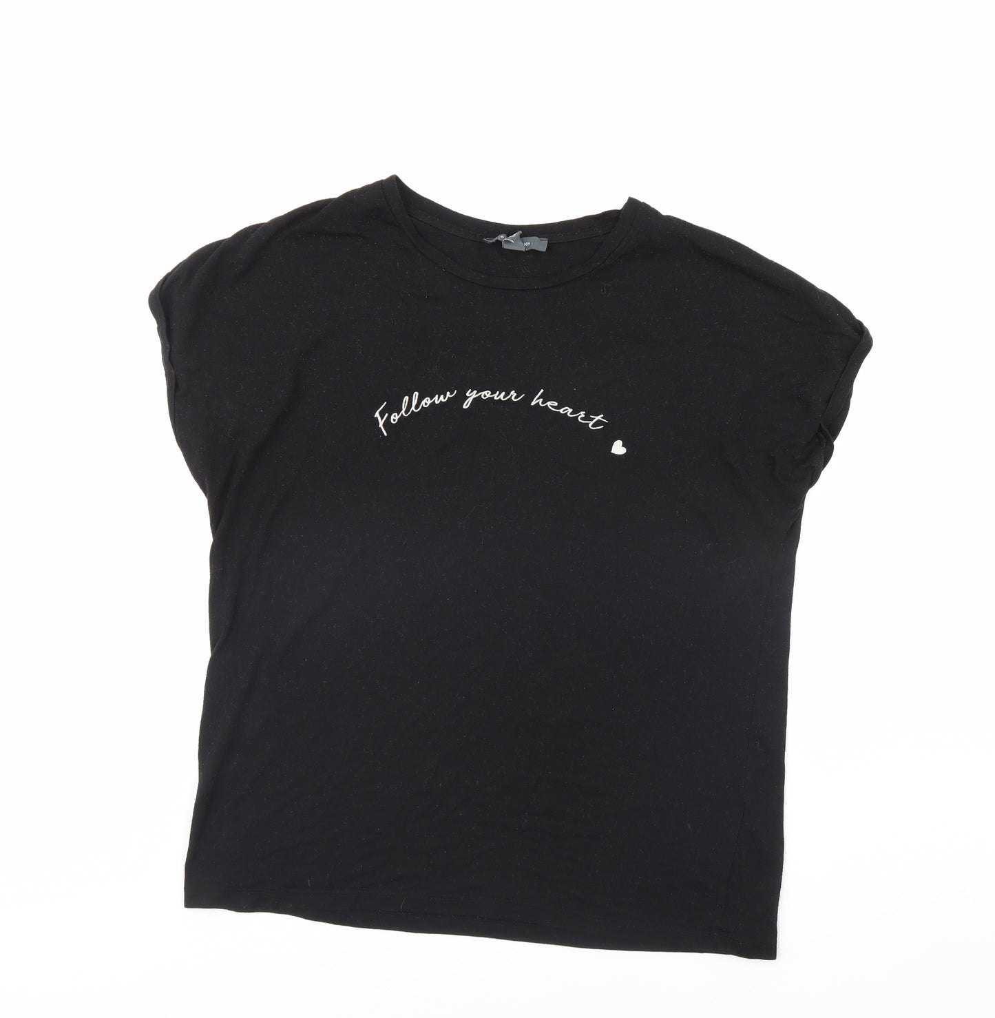 Primark Womens Black   Basic T-Shirt Size L  - Follow Your Heart