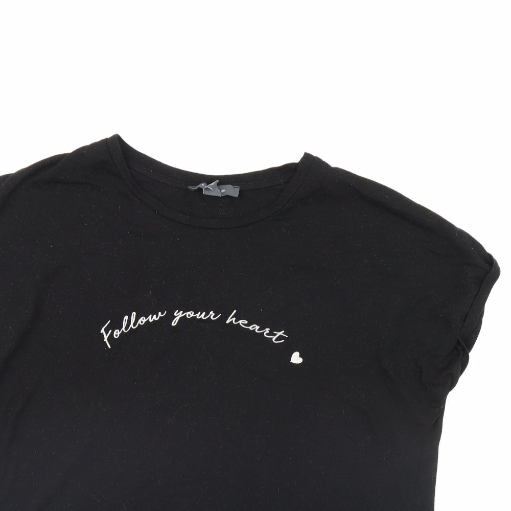 Primark Womens Black   Basic T-Shirt Size L  - Follow Your Heart