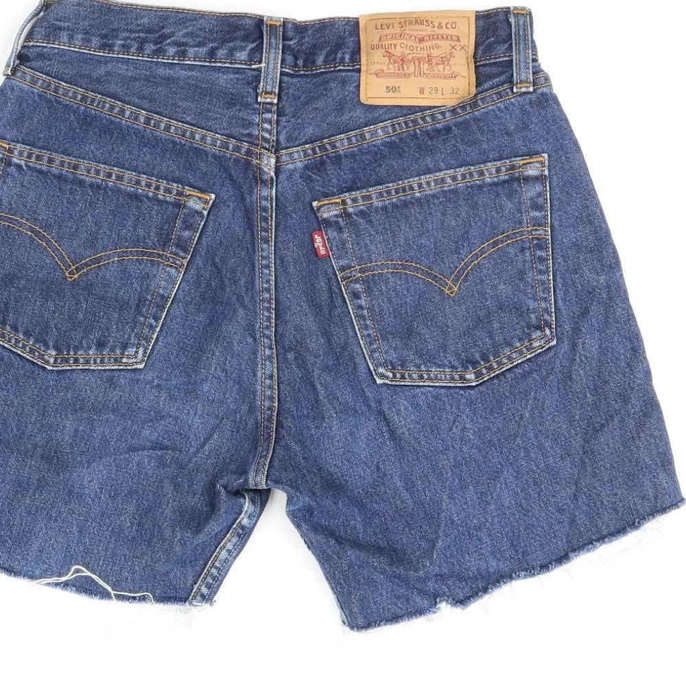 Levis Womens Blue  Denim Cut-Off Shorts Size 29 in - Customised