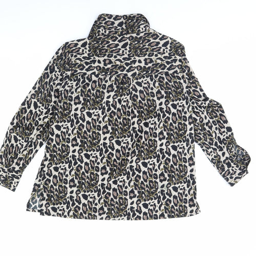 Intuition Womens Brown Animal Print  Basic Blouse Size 14