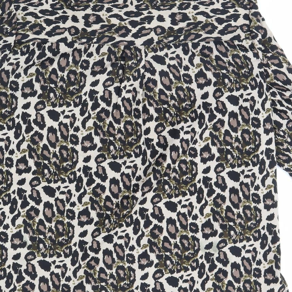 Intuition Womens Brown Animal Print  Basic Blouse Size 14
