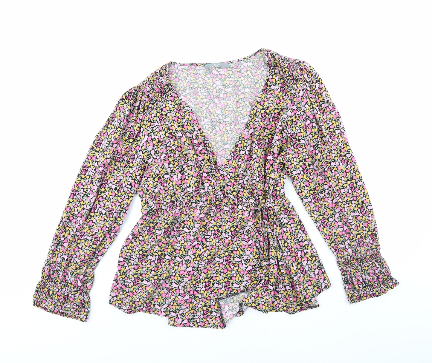 George Womens Black Floral  Basic Blouse Size 16
