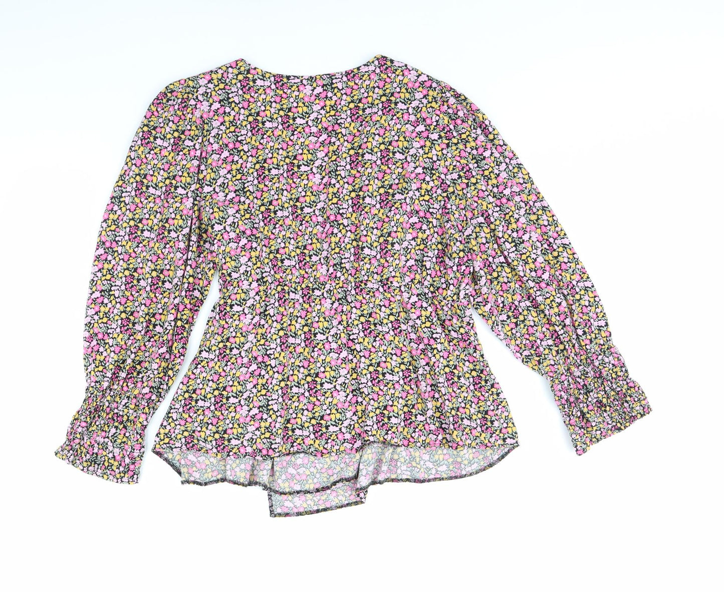 George Womens Black Floral  Basic Blouse Size 16