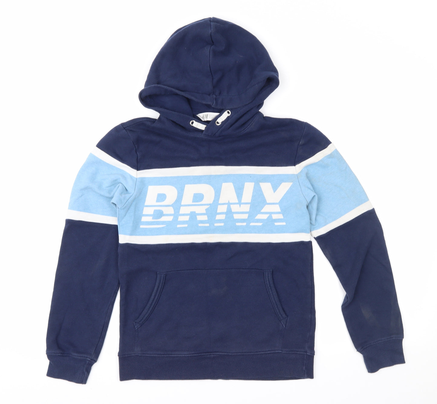 H&M Boys Blue Colourblock  Pullover Hoodie Size 11-12 Years