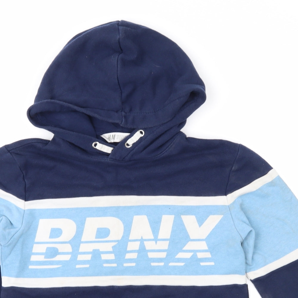 H&M Boys Blue Colourblock  Pullover Hoodie Size 11-12 Years