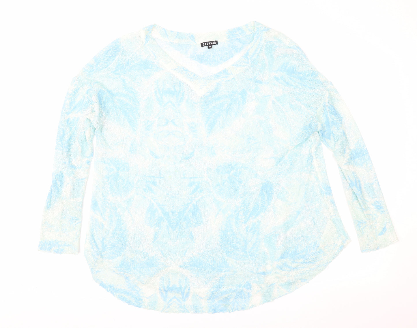 Casamia Womens Blue Floral  Pullover Jumper Size M