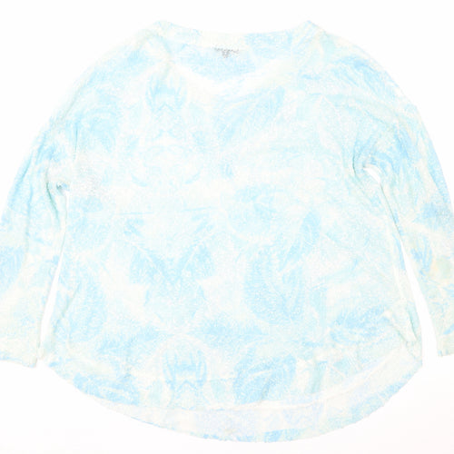 Casamia Womens Blue Floral  Pullover Jumper Size M