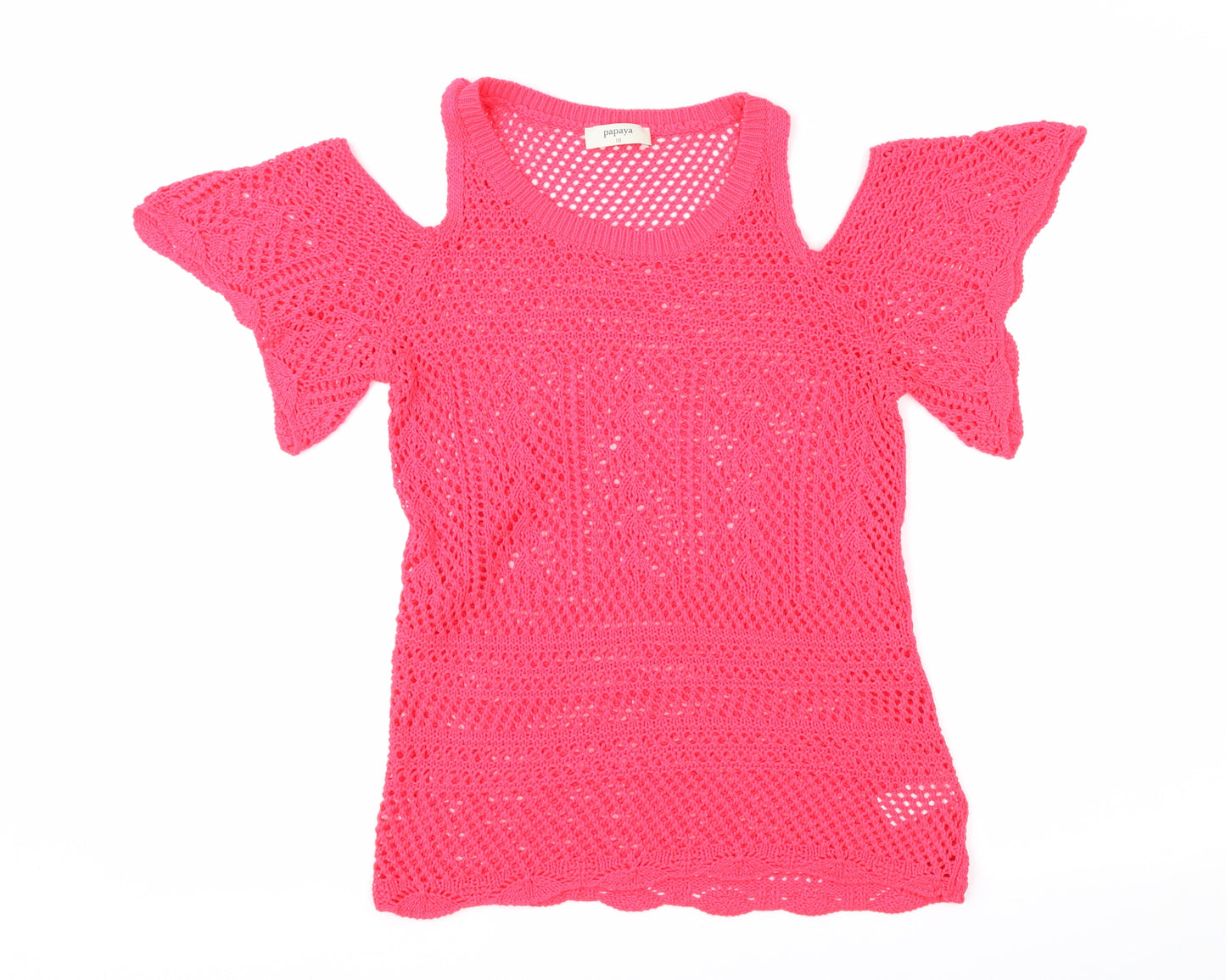 Papaya Womens Pink  Crochet Pullover Jumper Size 10