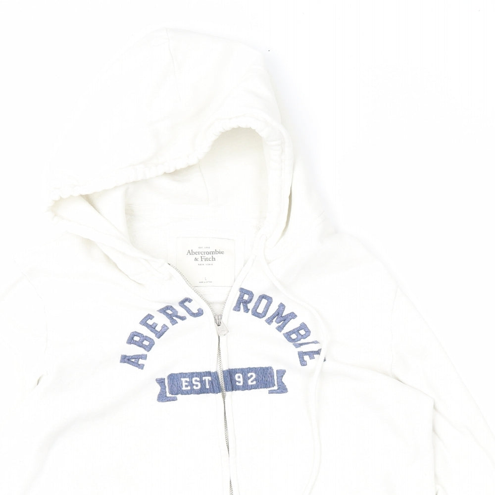 Abercrombie & Fitch Womens Ivory   Full Zip Hoodie Size L