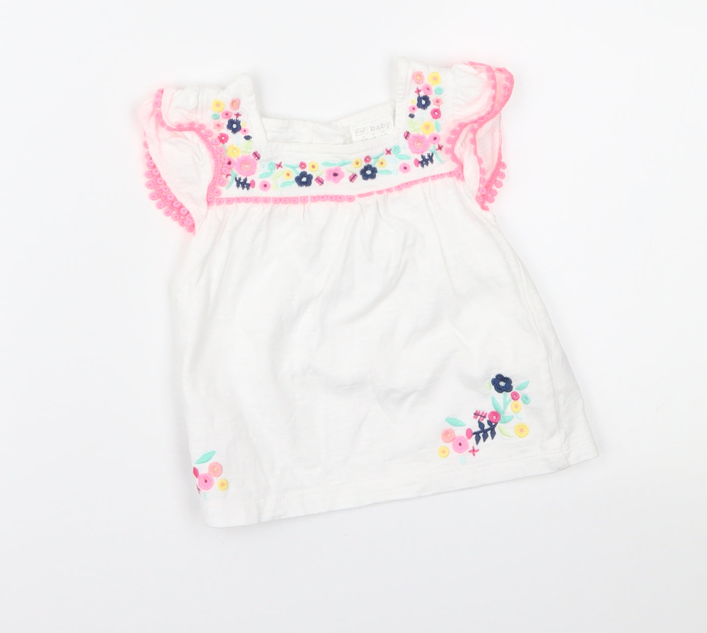 F&F Girls White Floral  Fit & Flare  Size 6-9 Months