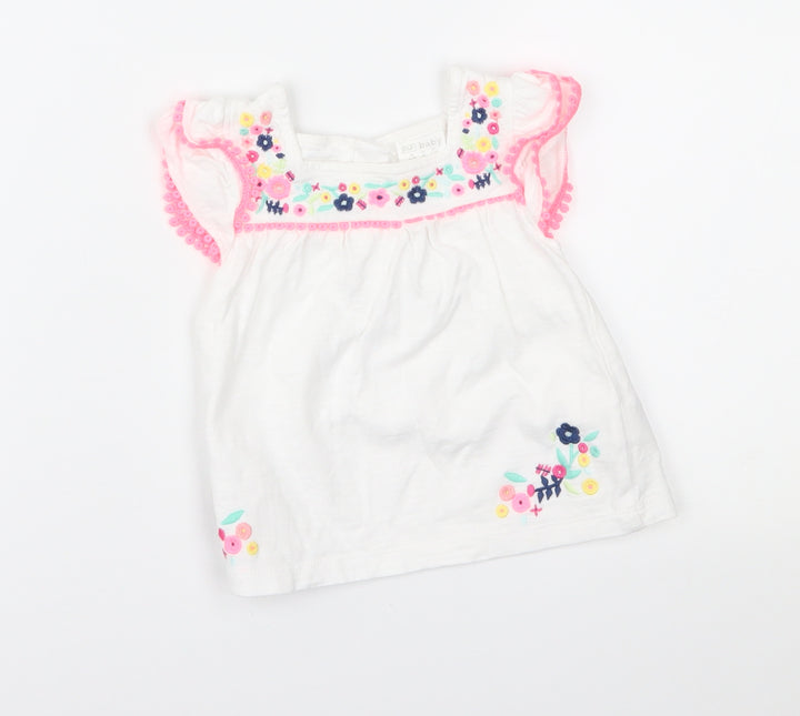 F&F Girls White Floral  Fit & Flare  Size 6-9 Months