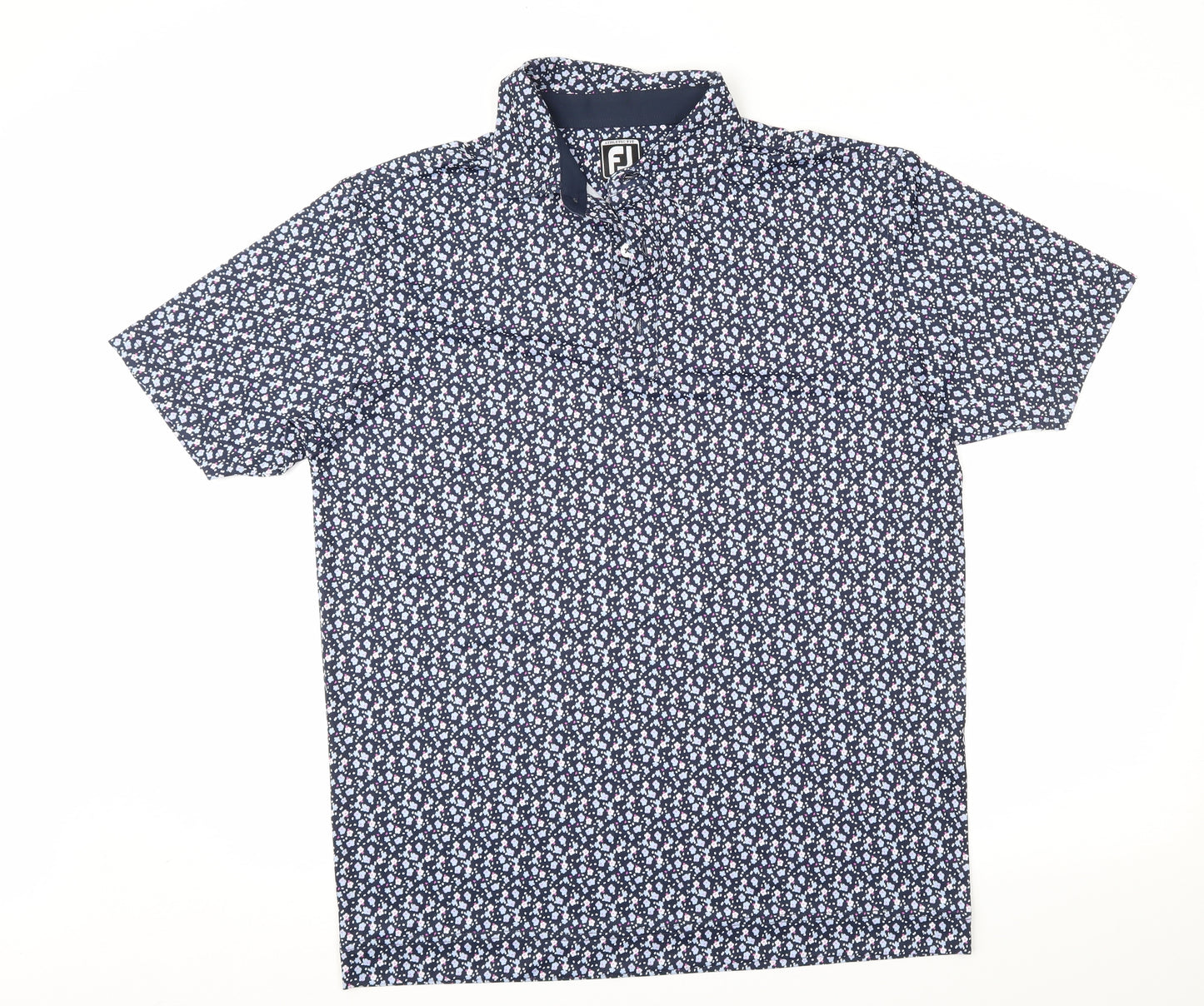 FJ Mens Blue Floral   Polo Size L