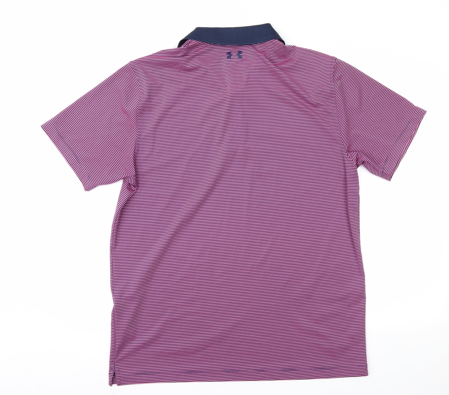 Under armour Mens Pink Striped   Polo Size L