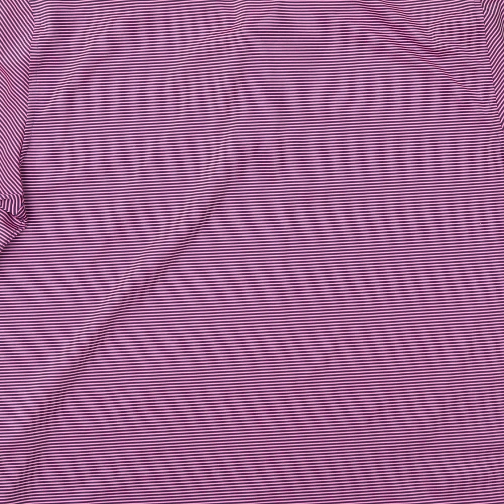 Under armour Mens Pink Striped   Polo Size L