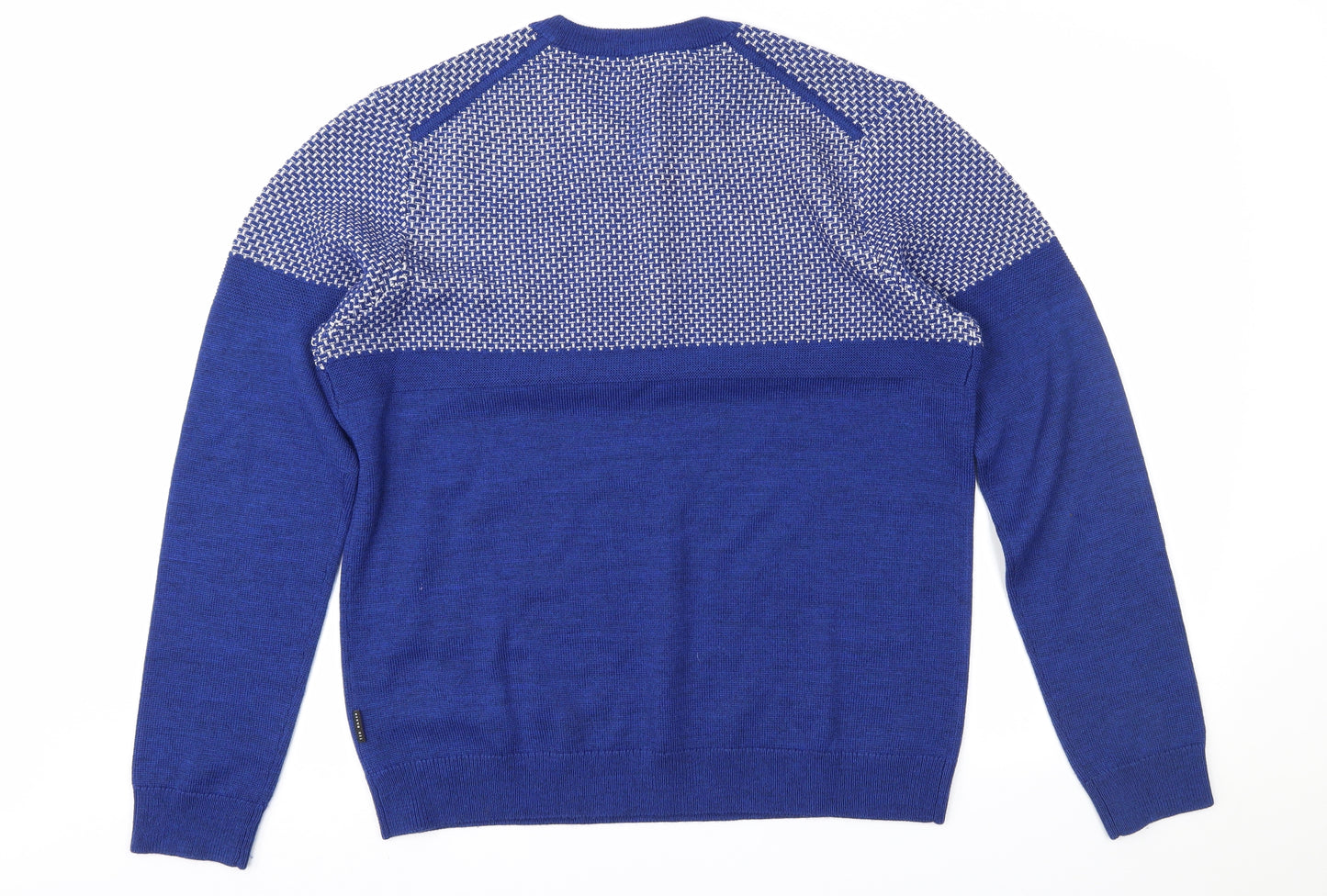 Ted Baker Mens Blue Geometric  Pullover Jumper Size XL