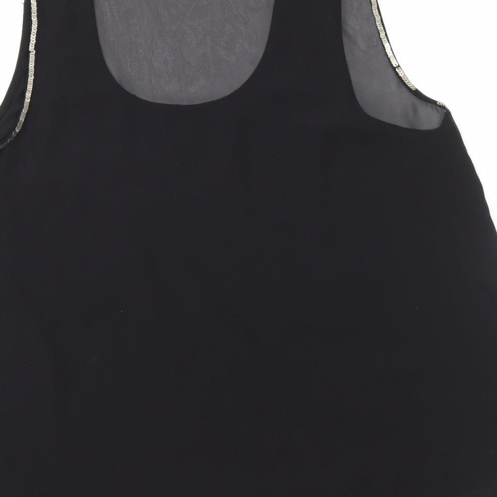 Peacocks Womens Black Geometric  Basic Blouse Size 14