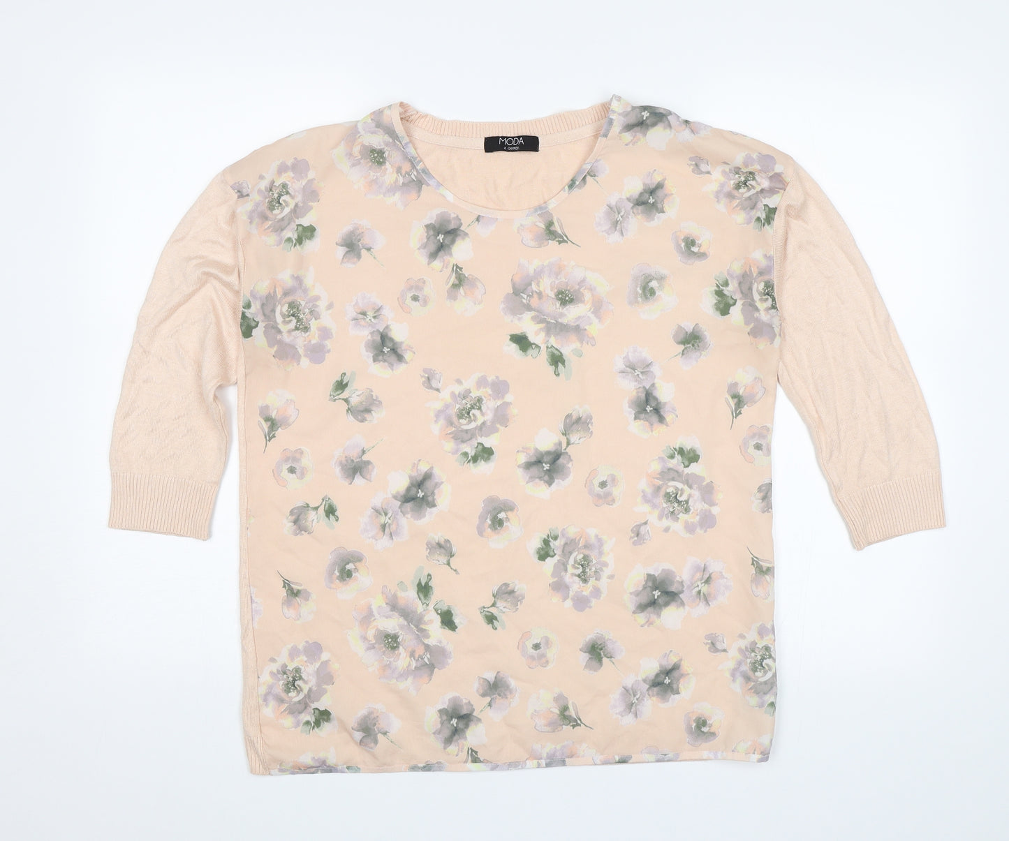 George Womens Pink Floral  Basic Blouse Size 10