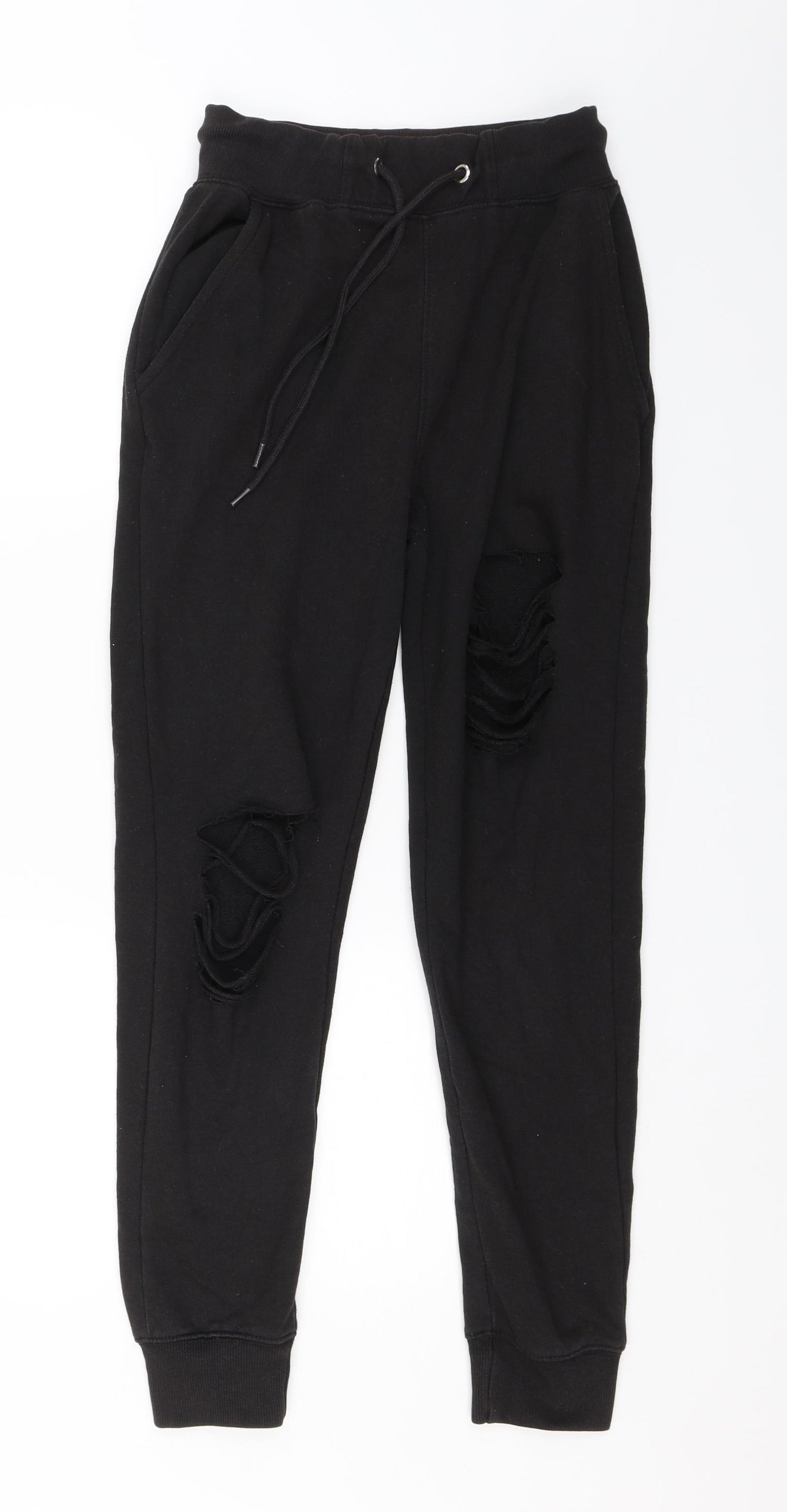 Missguided Womens Black   Sweatpants Trousers Size 8 L27 in - Distressed