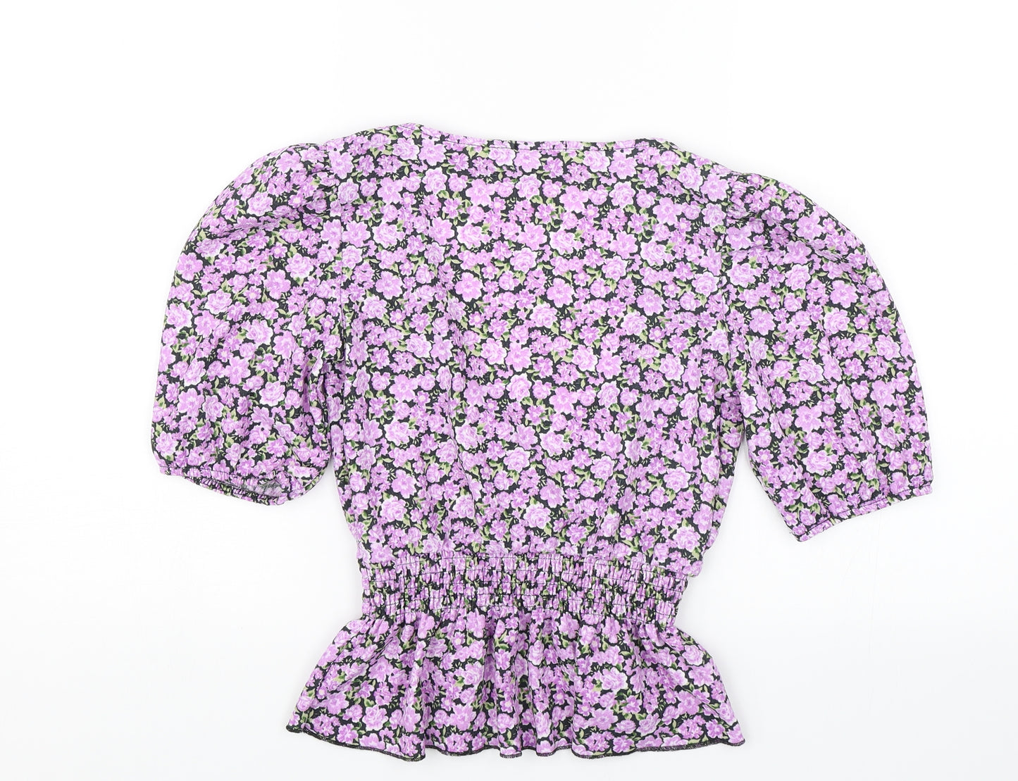 Astradivarius Womens Purple Floral  Basic Blouse Size XS