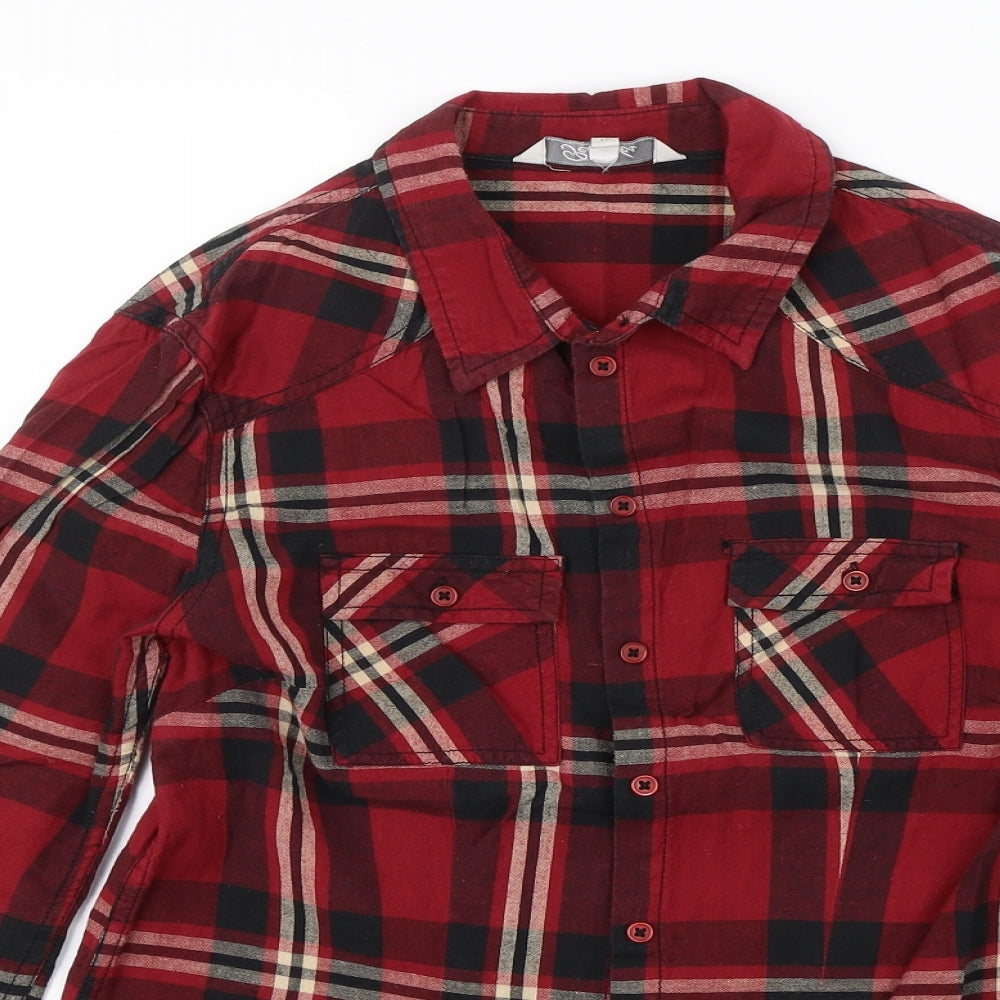Peacocks Womens Red Plaid  Basic Button-Up Size 12