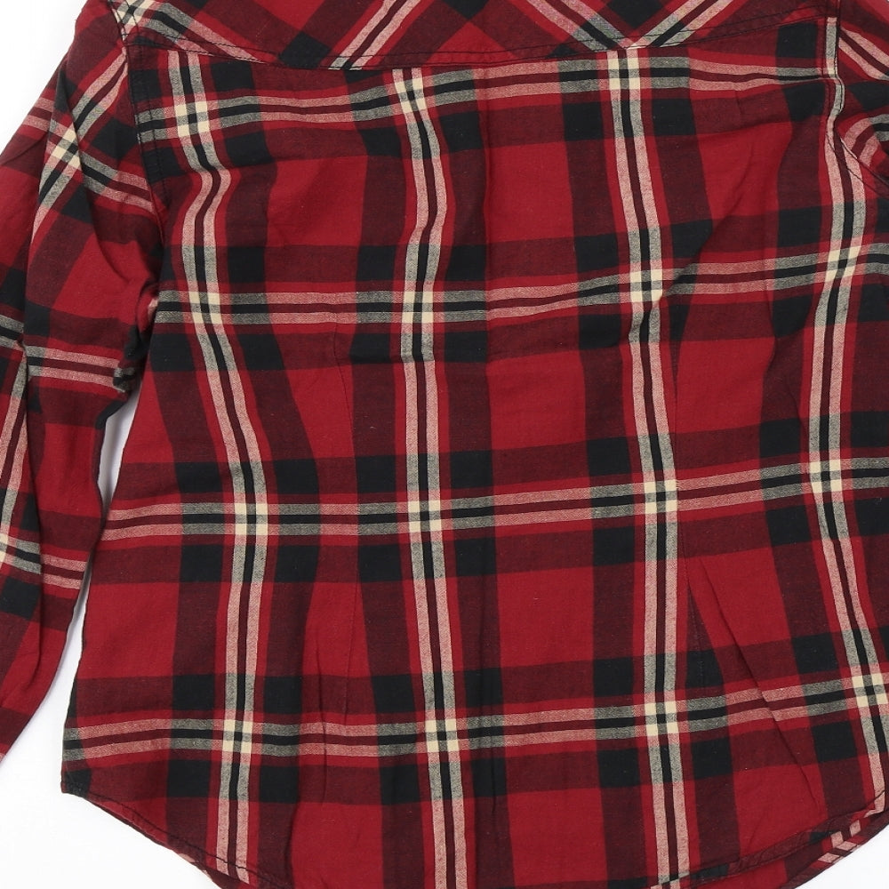 Peacocks Womens Red Plaid  Basic Button-Up Size 12
