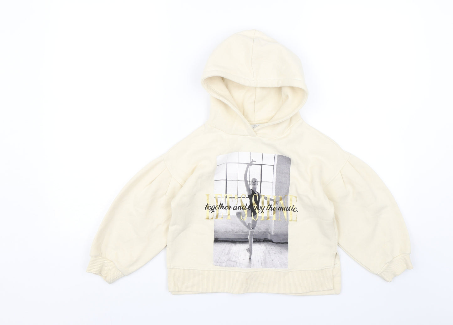 Zara Girls White   Pullover Hoodie Size 6 Years  - Ballerina